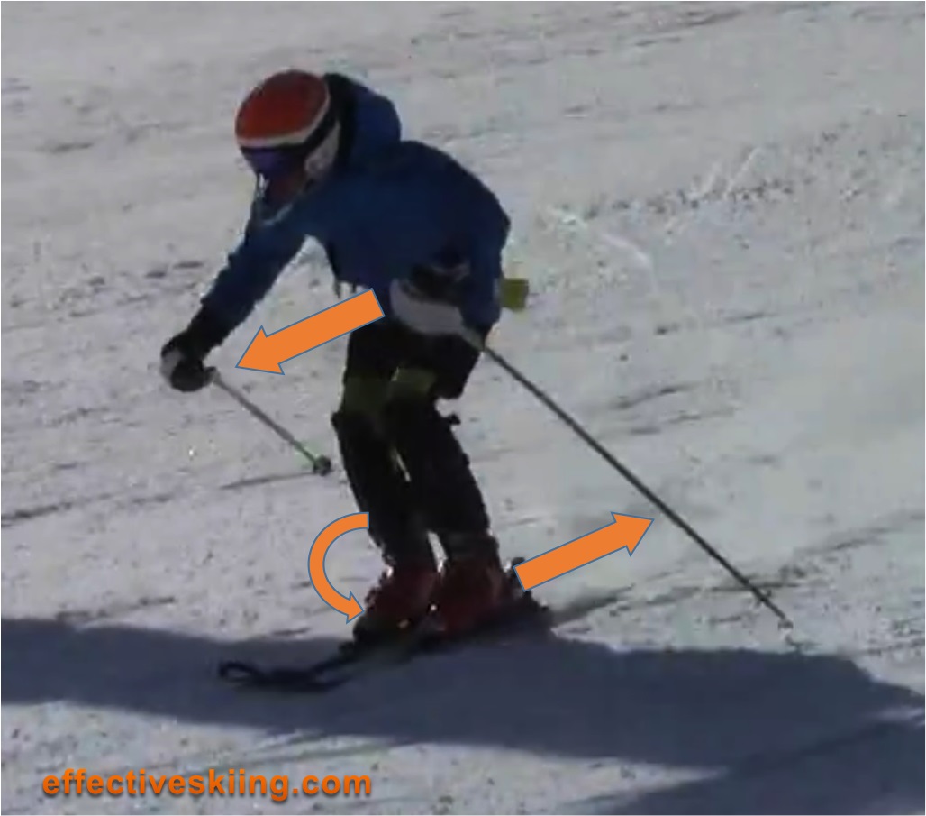 Skier focused on pushing body forward